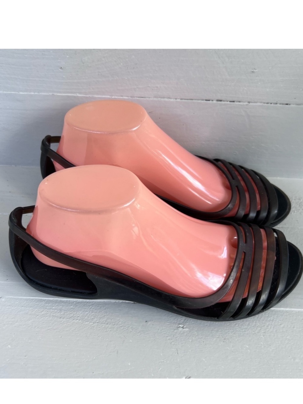 Crocs Womens Isabella Huarache Jelly Flats Slip On Sandals Size 9 Black 202463